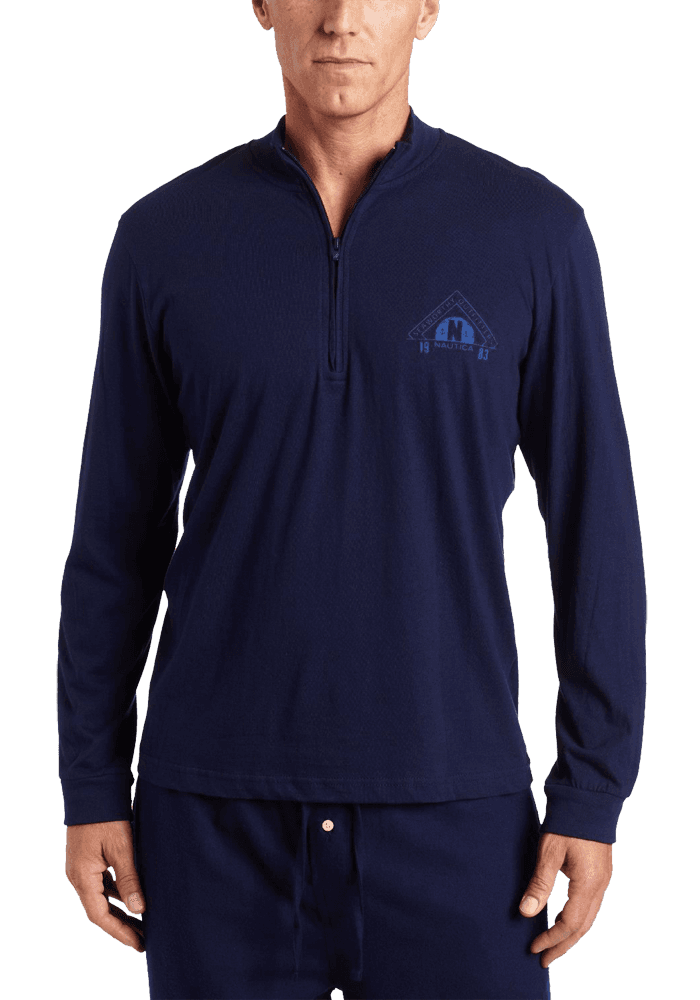 Nautica Men's Sleepwear Quarter Zip Knit Seaworthy